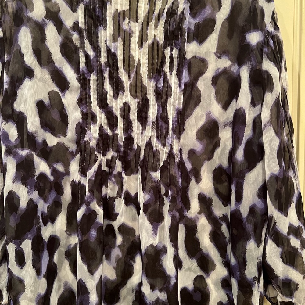 Women’s sheer, purple and black leopard top size 3 Chicos
